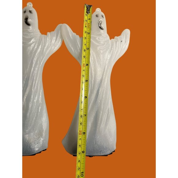 Halloween Ghost Blowmold 9 1/2 Inches Tall with Blinking Light Set of 2 - Picture 4 of 9